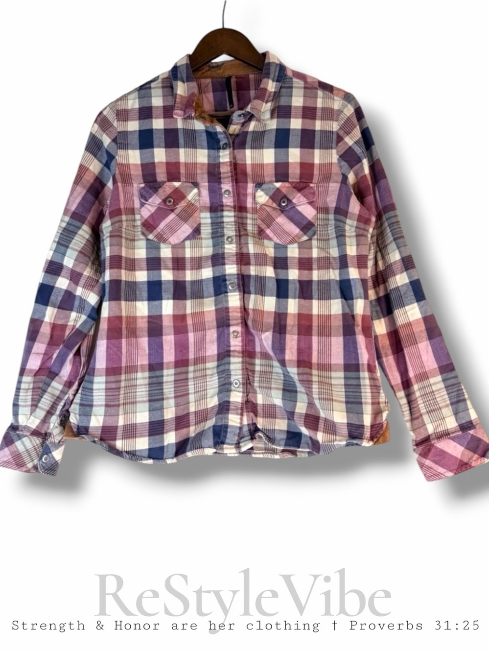 KUHL Women’s Size M Flannel Shirt Plaid Snap Front Close Long Sleeve
